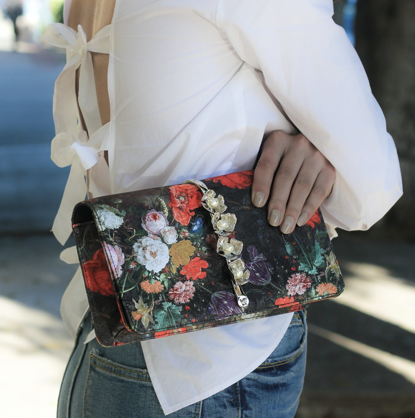 IMPERIAL ORCHID EVENING CLUTCH, $995