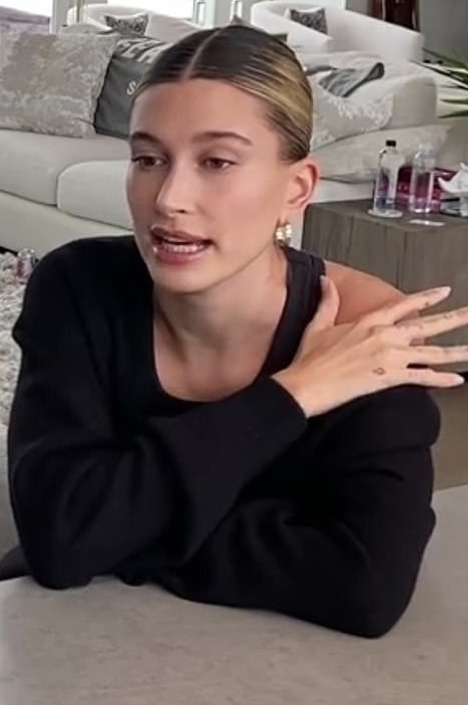 Hailey Bieber in Oversized Cardigan by Joah Brown