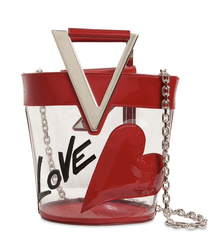 RV LOVELY PVC &amp; LEATHER BUCKET BAG