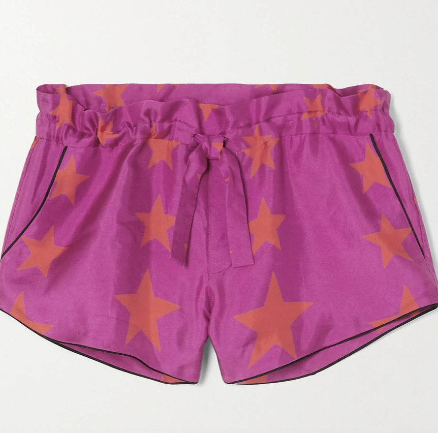 Pijama You're A Star printed silk-twill shorts
