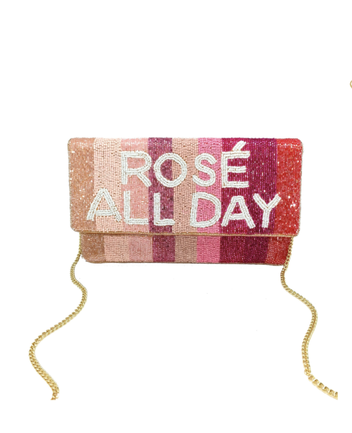 ROSE ALL DAY" BEADED CLUTCH