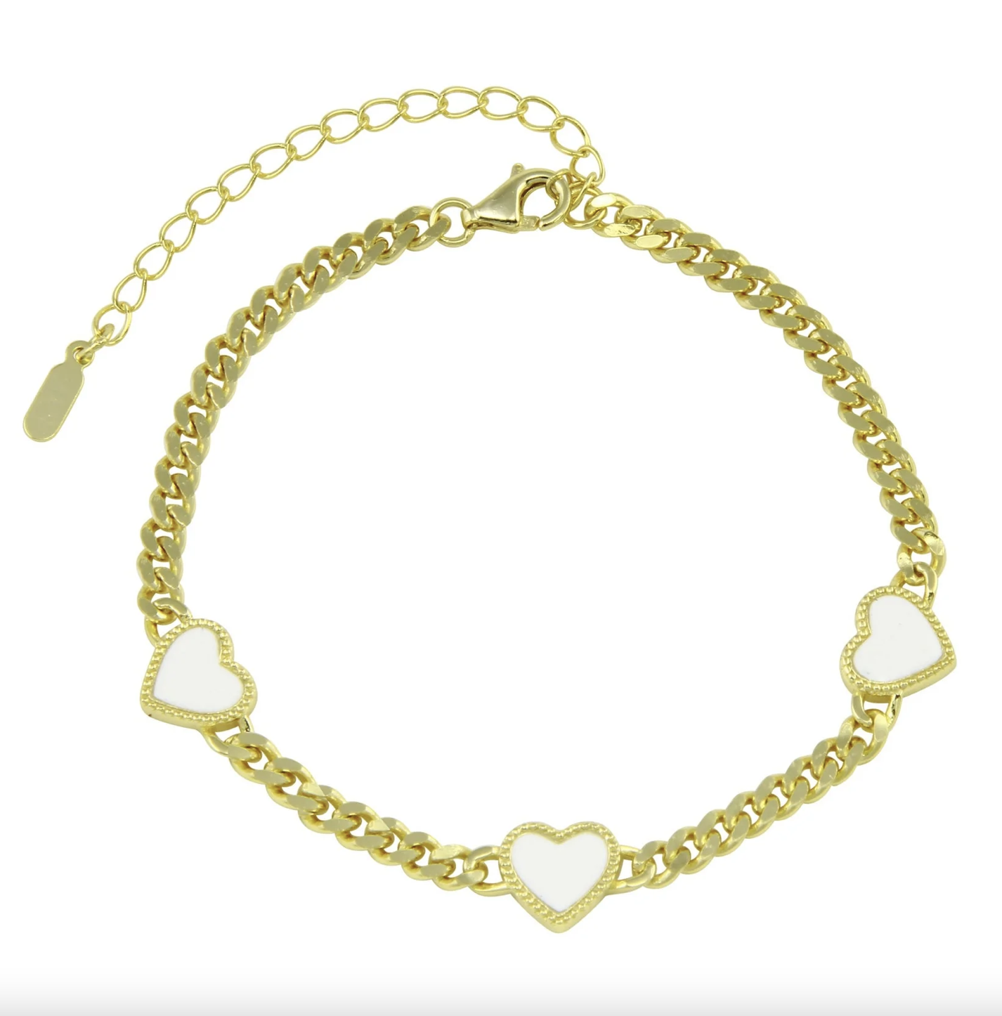 Triple Heart Cuban Chain Bracelet