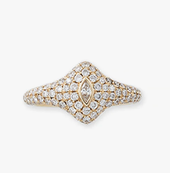 MARQUISE DIAMOND PAVE SIGNET RING