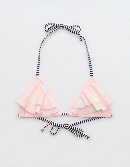 Ruffle String Triangle Bikini Top