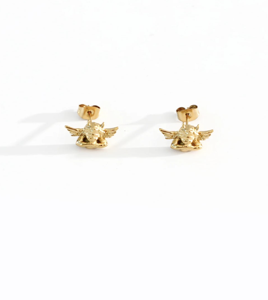 Gold Stud Earrings, $72