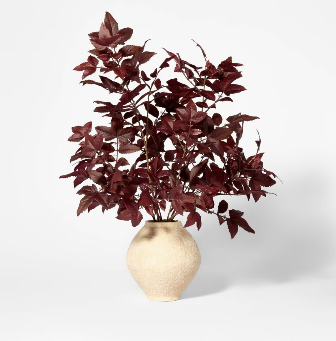 Potted Fall Leaf Arrangement in Vase Burgundy, $30