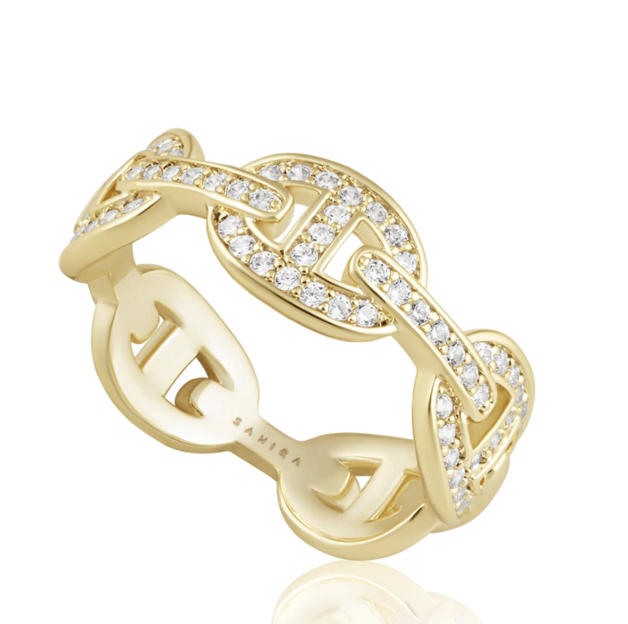 Genevieve Pave Chain Link Ring, $52