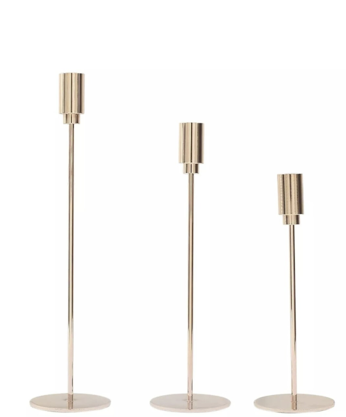 Gold Metal Taper Candle Holders