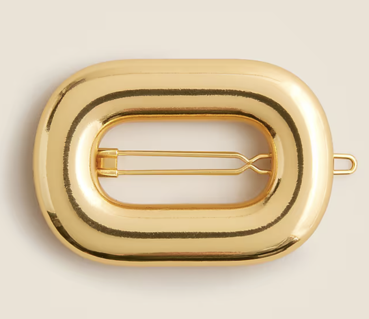 Dimensional oval metallic hair clip