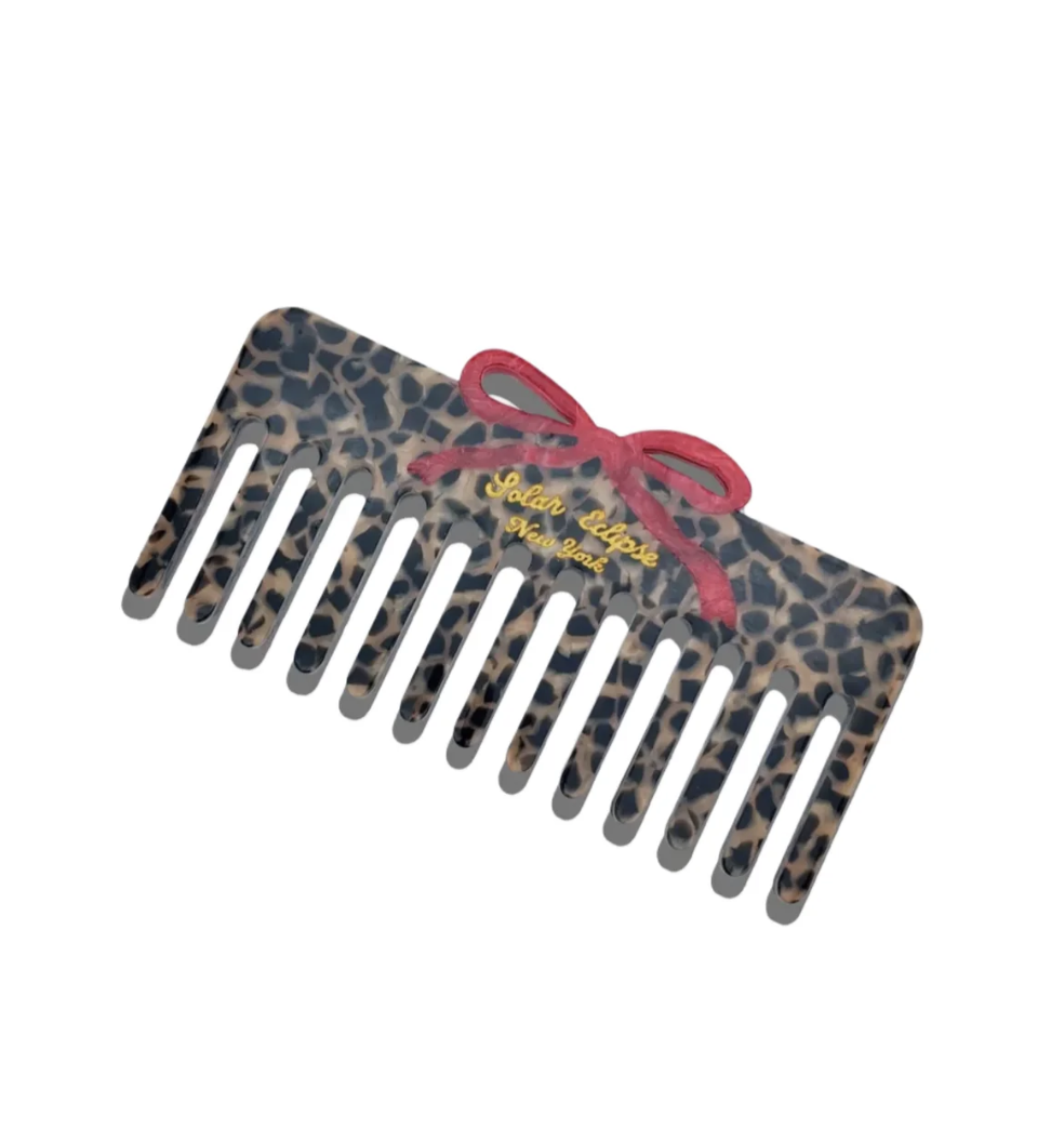 Leopard Bow Detangling Wide Tooth Hair Comb