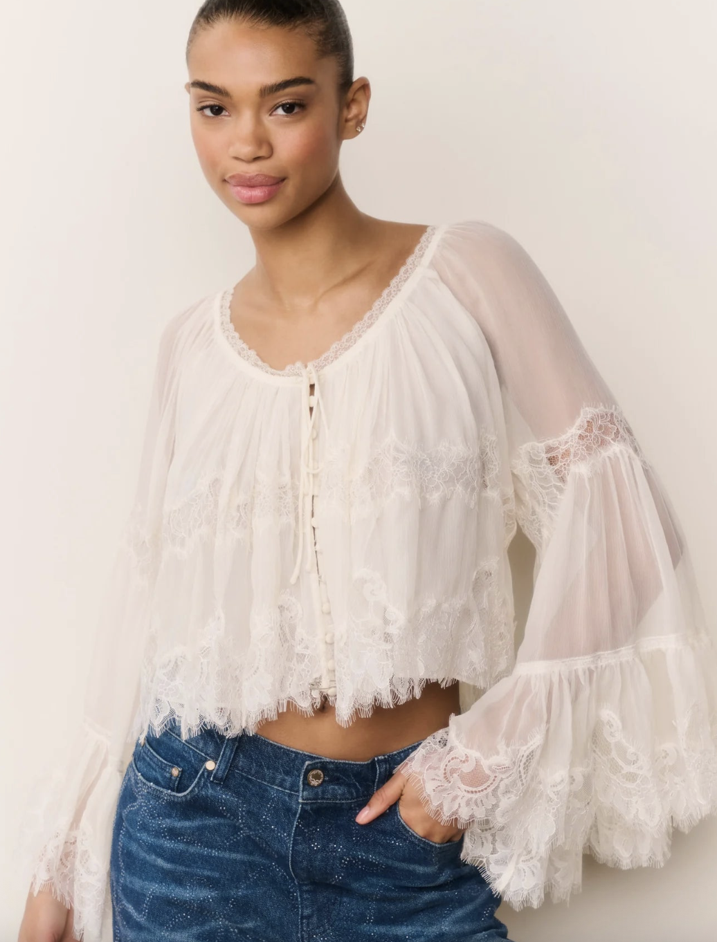 Darline Chiffon Lace Blouse