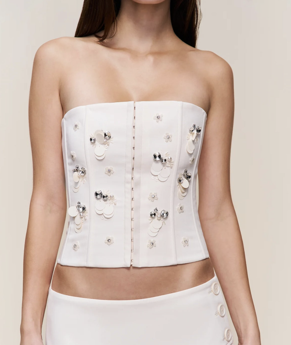 Embellished Twill Corset