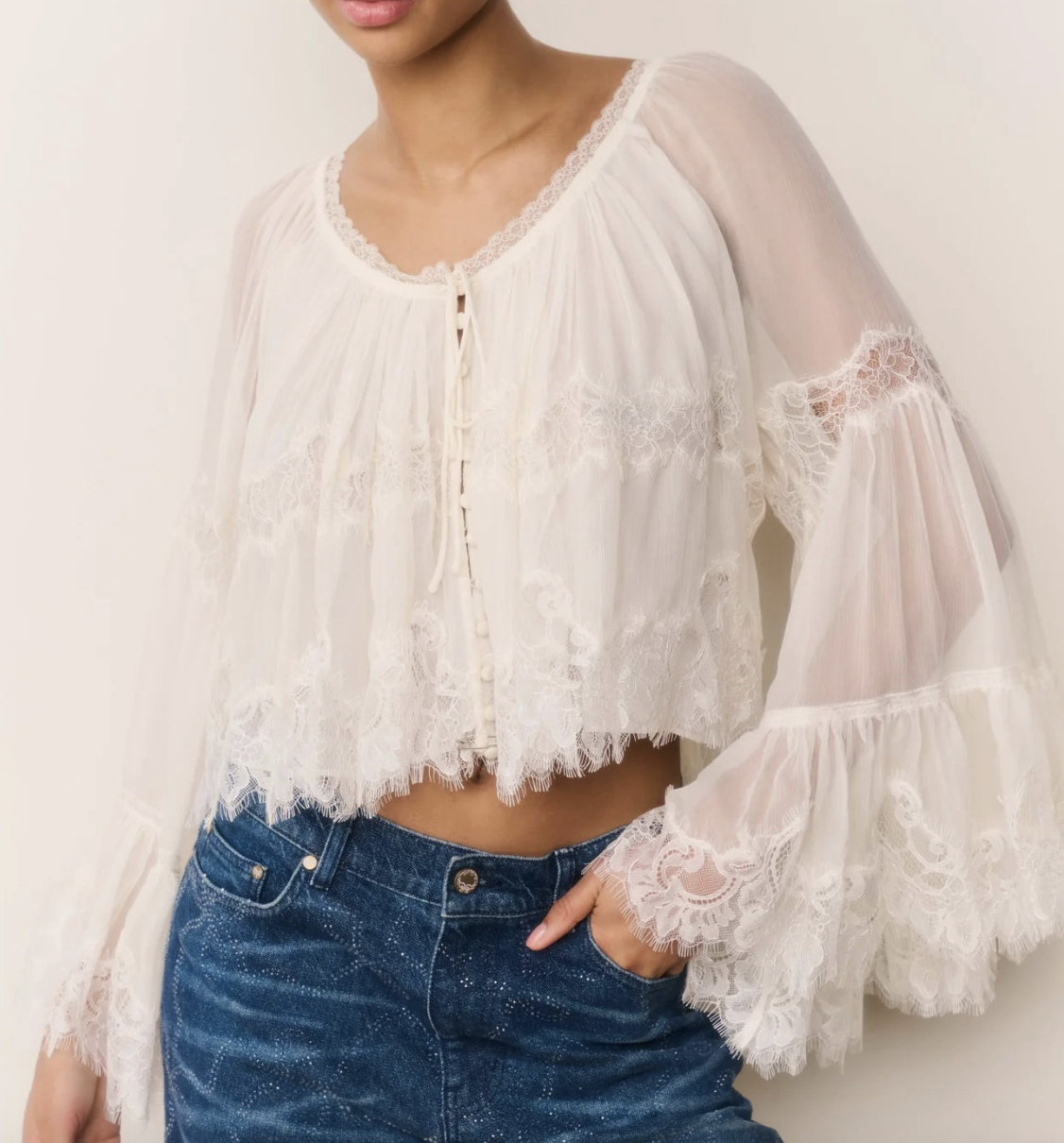Darline Chiffon Lace Blouse