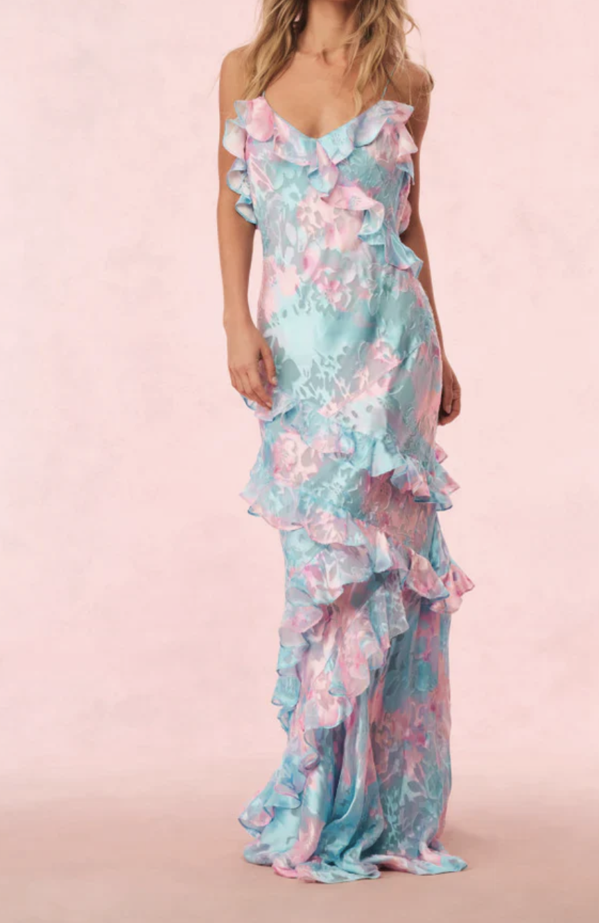 Rialto Pastel Ruffle Maxi Dress