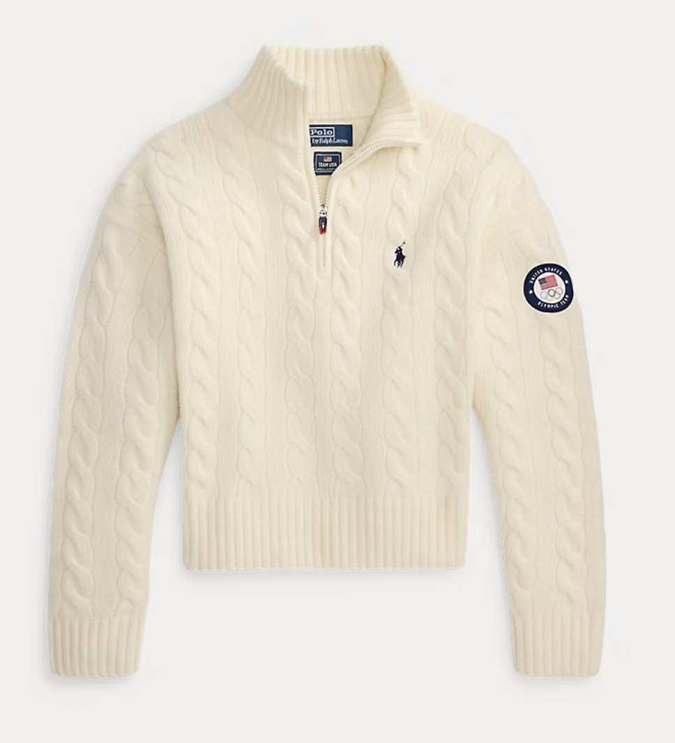 Team USA Cable Wool-Cashmere Half-Zip