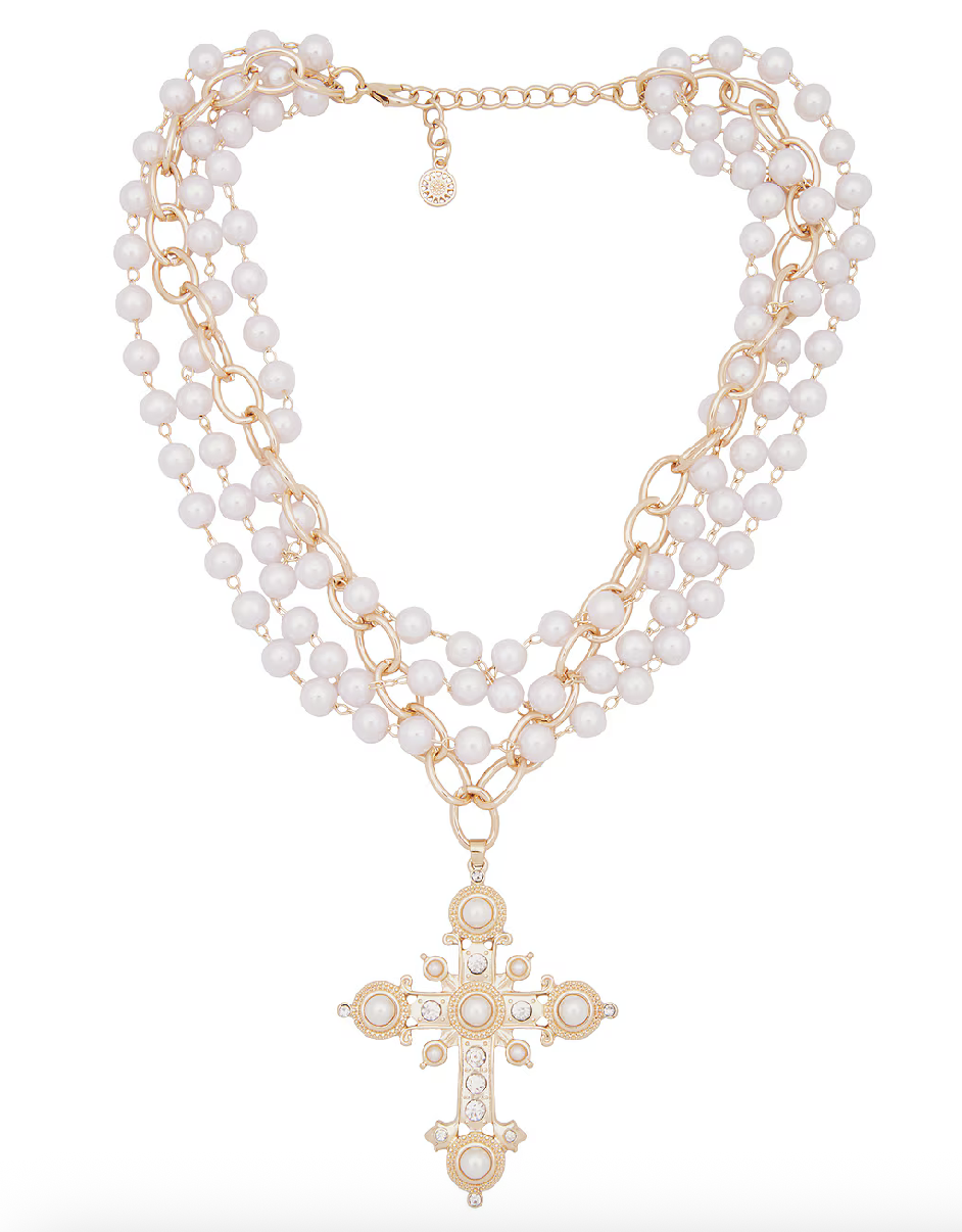 Cross Pearl Necklace