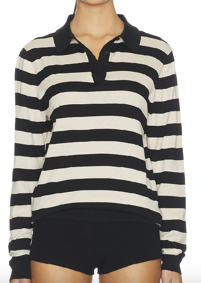 Stripe Silk Knit Polo