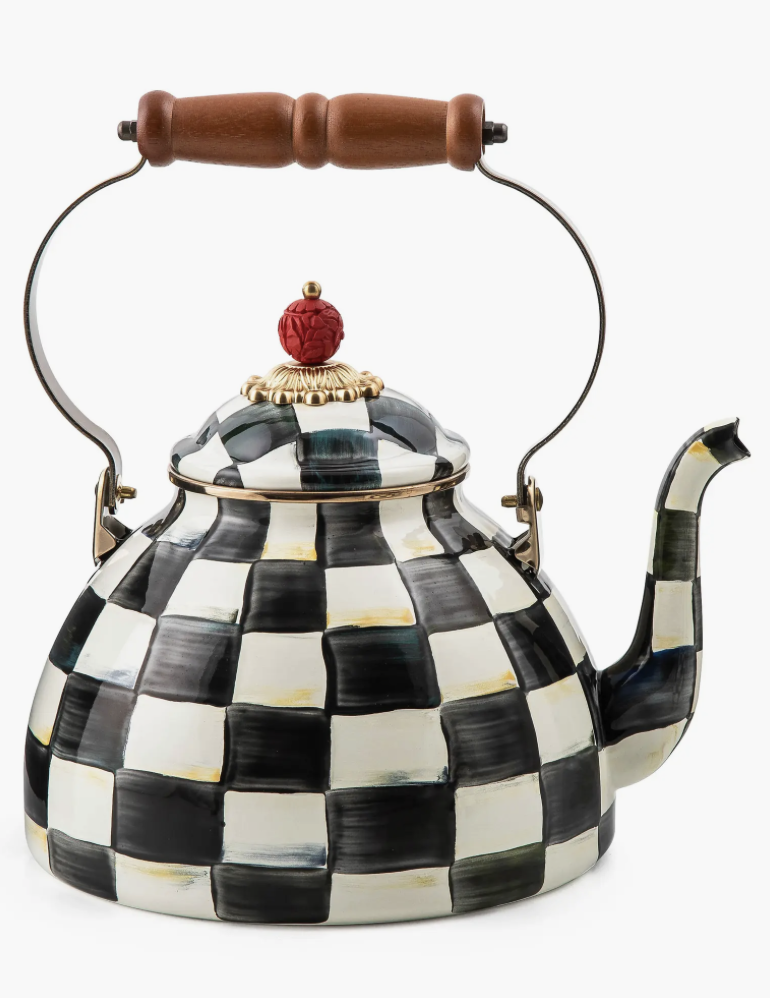 Courtly Check Enameled Steel 3-Quart Tea Kettle
