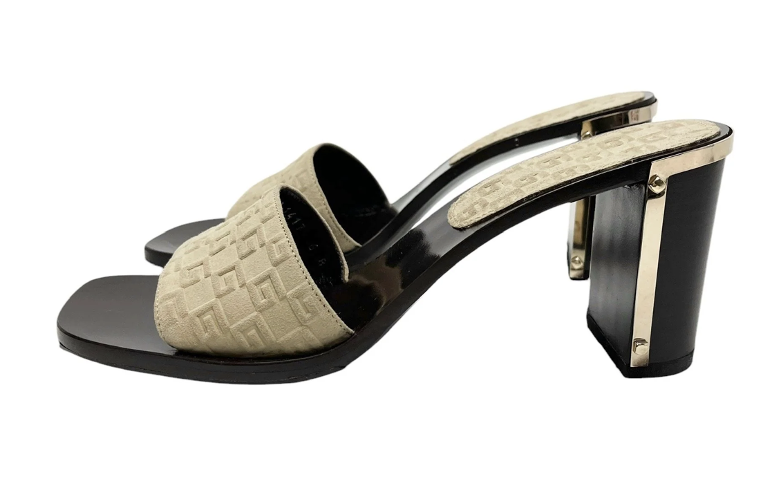 Gucci Beige Logo Leather Heels, $440