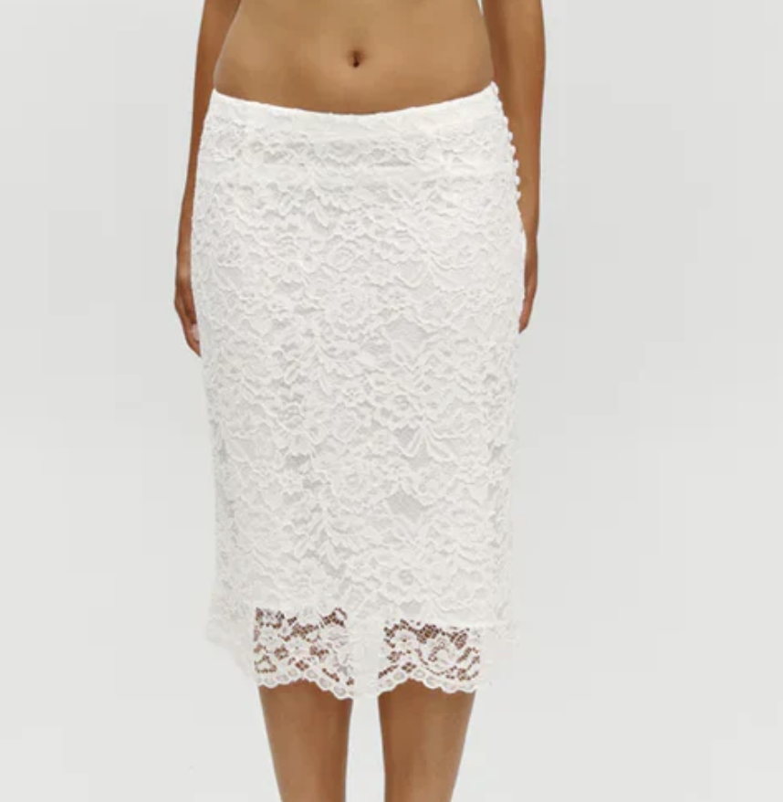 x Paige Lorenze Honeymoon Lace Midi Skirt