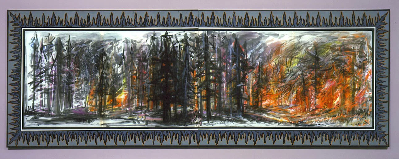 Big Dragon Fire , 2004 Silk dye, acrylic, metallic textile paint 61" x 168" 