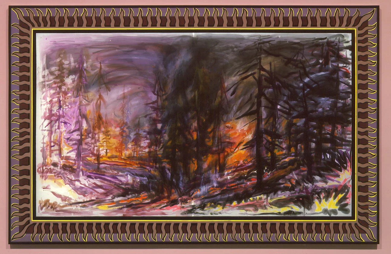 Black Smoke Fire , 2004 Silk dye, acrylic, metallic textile paint 55" x 86" 