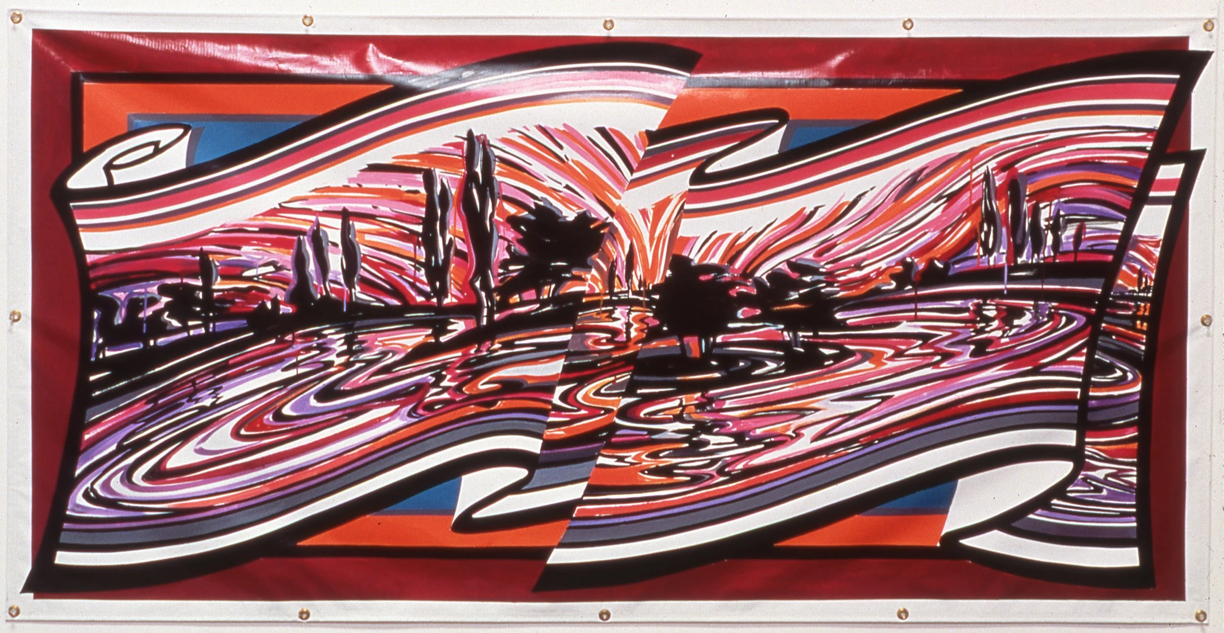 River at Sunset, 2001 Enamel on vinyl commercial banner 42" x 84" 
