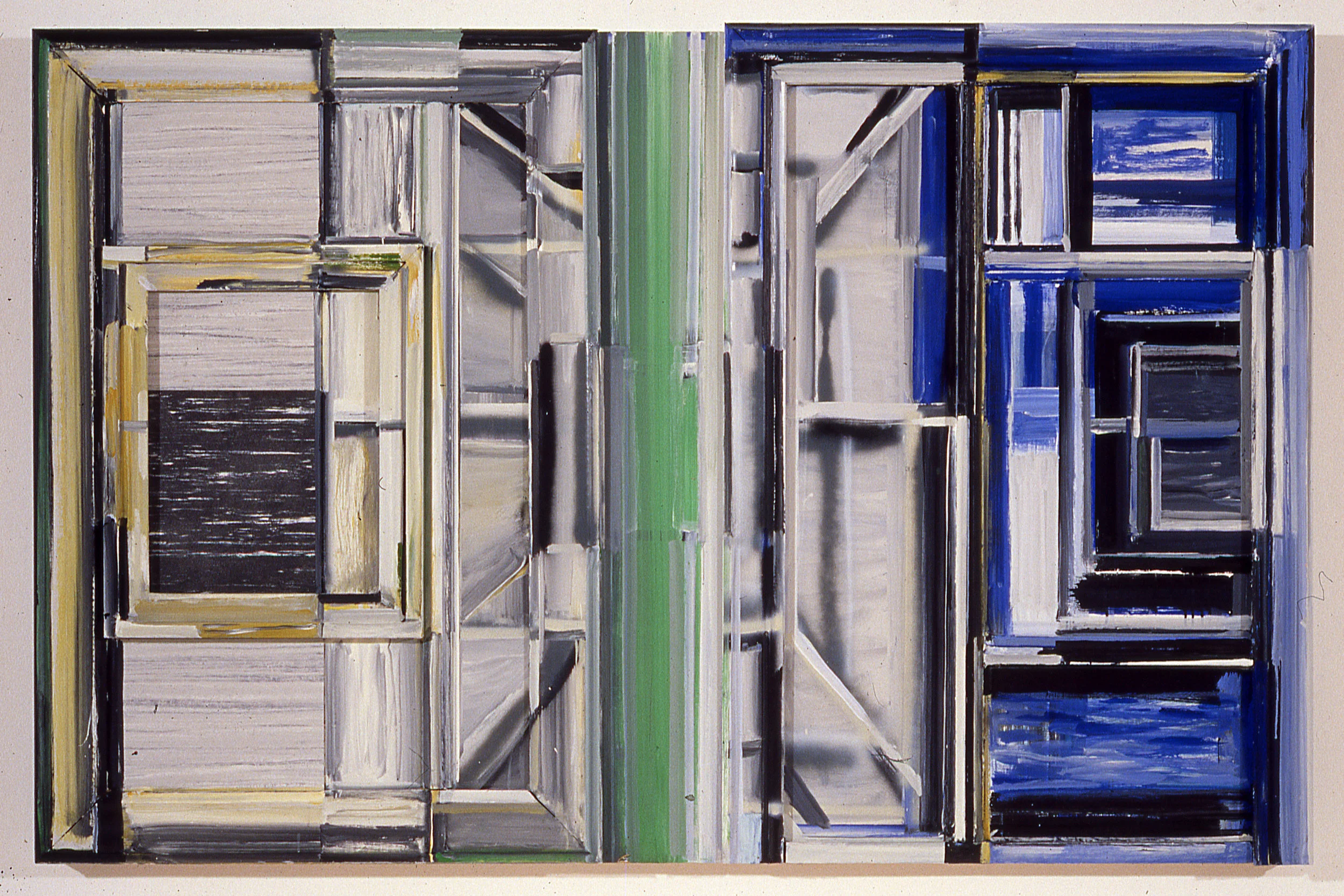 Doors and Floors, 1987 Acrylic on wood bas relief 48 1/2" x 74 1/4"