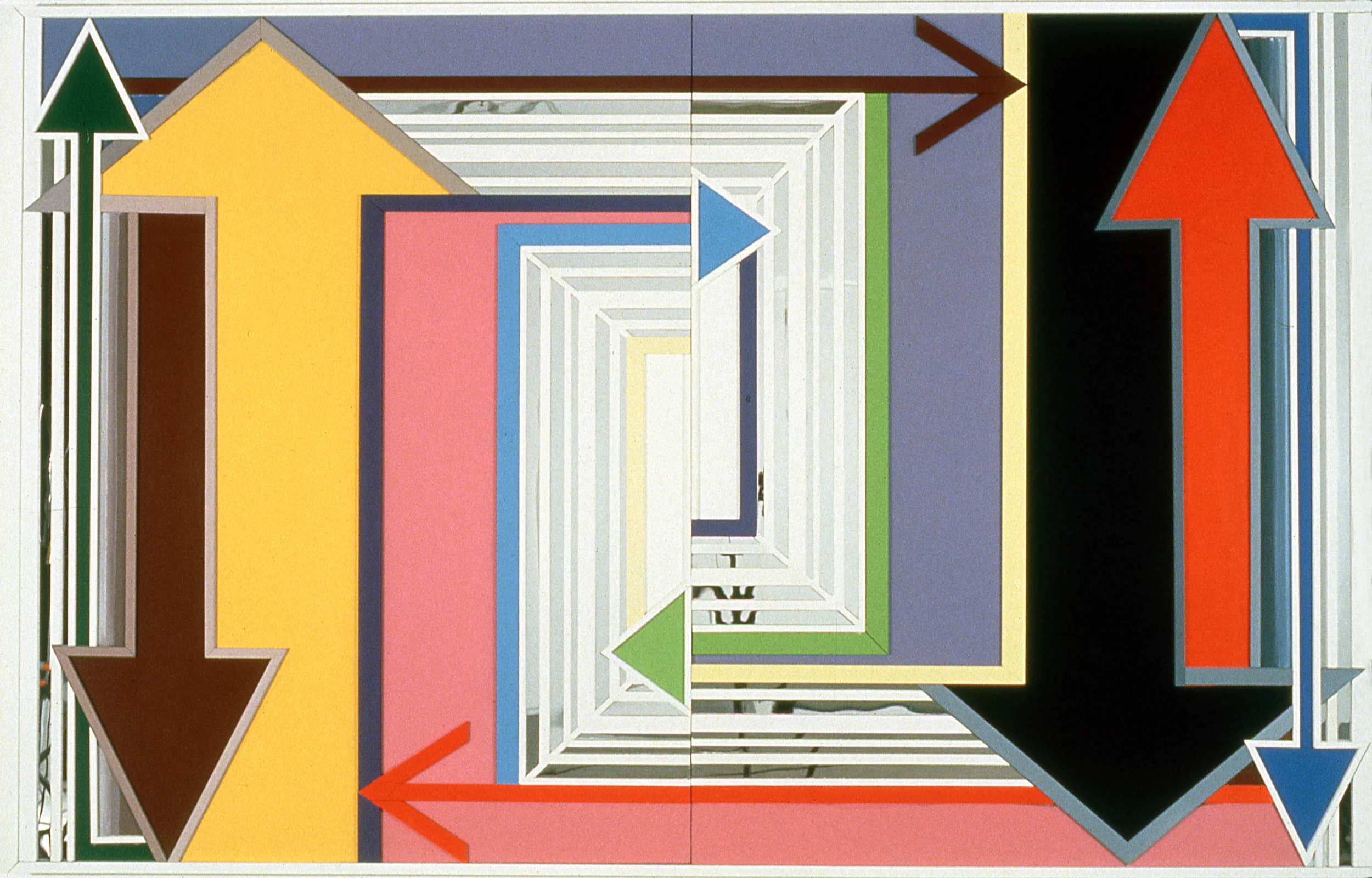 Actual Practice, 1997 Acrylic, mirror, plexiglass on bas relief wood 60" x 96" 