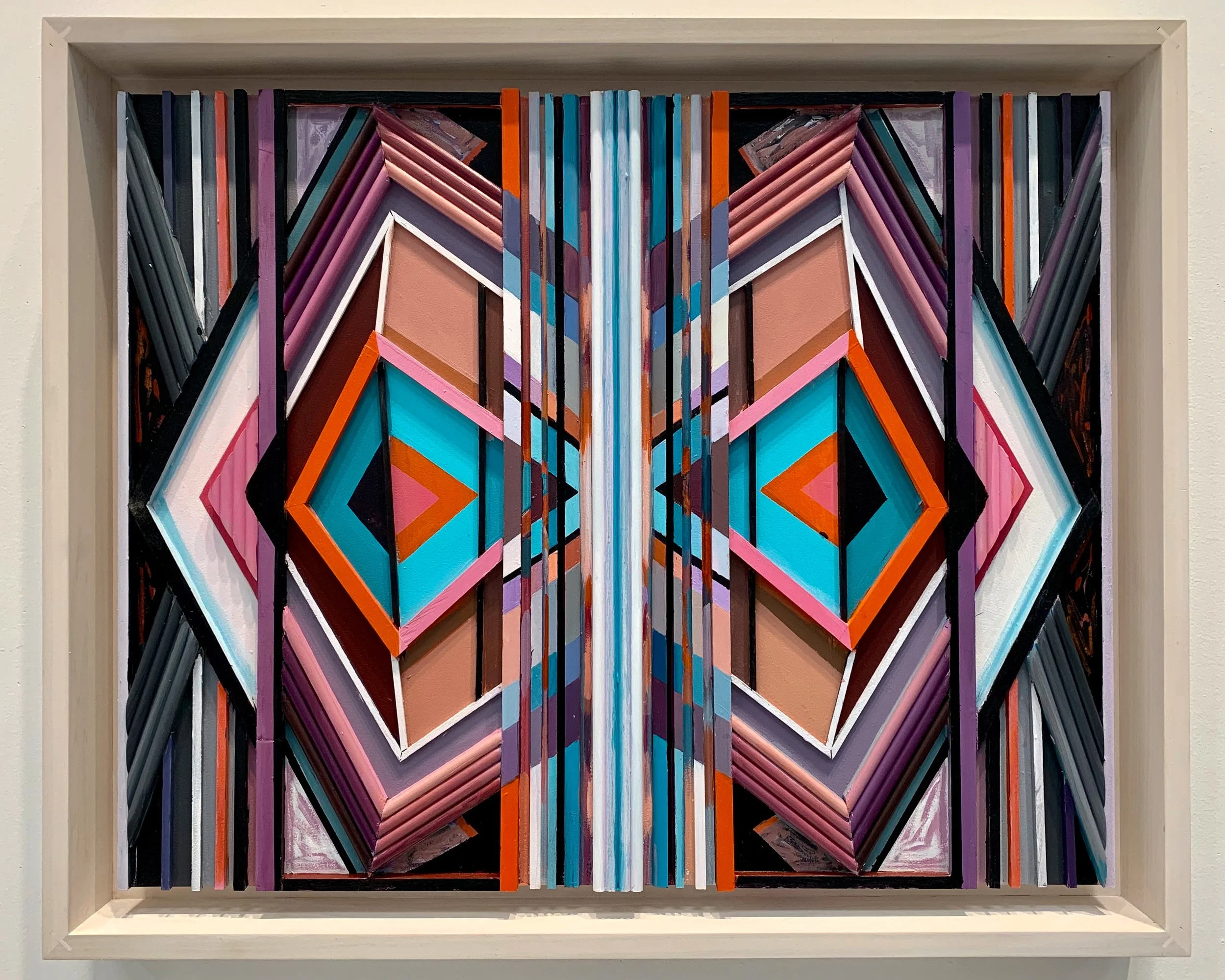 Untitled #21, 2018 Acrylic on bas relief wood 27.5" x 33.5" x 3.5"