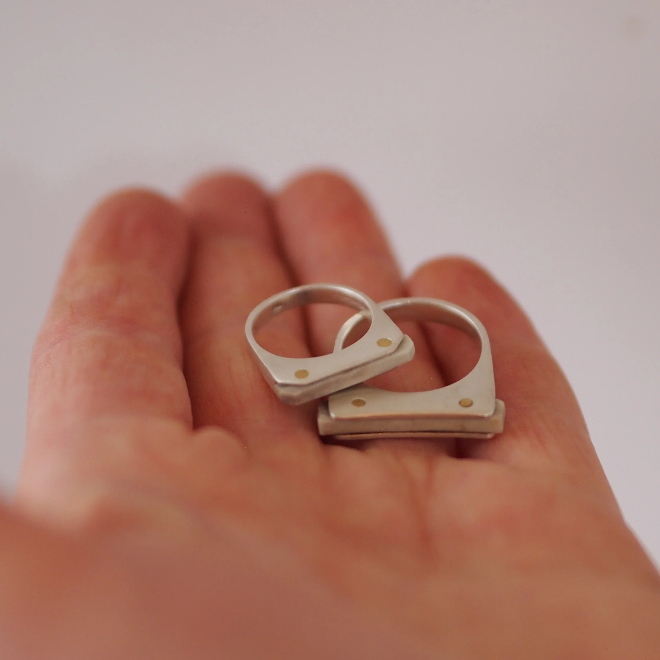 ANTLER AND SILVER RINGS, BRASS RIVETS SIZE 5, SIZE 8