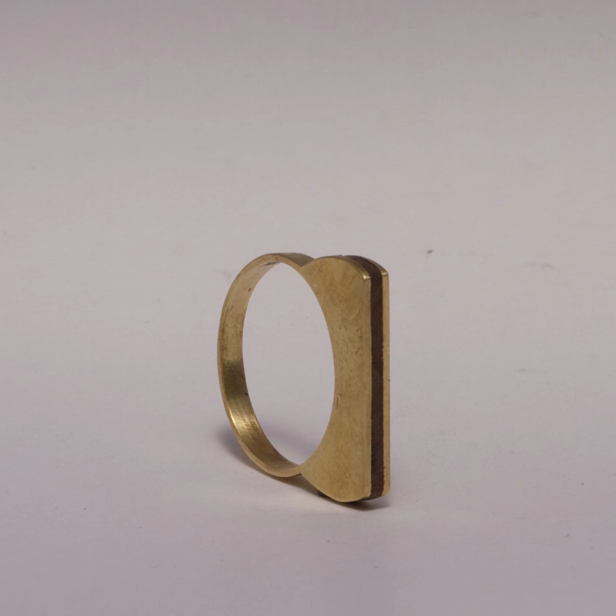 BRASS RING WITH WALNUT INLAY