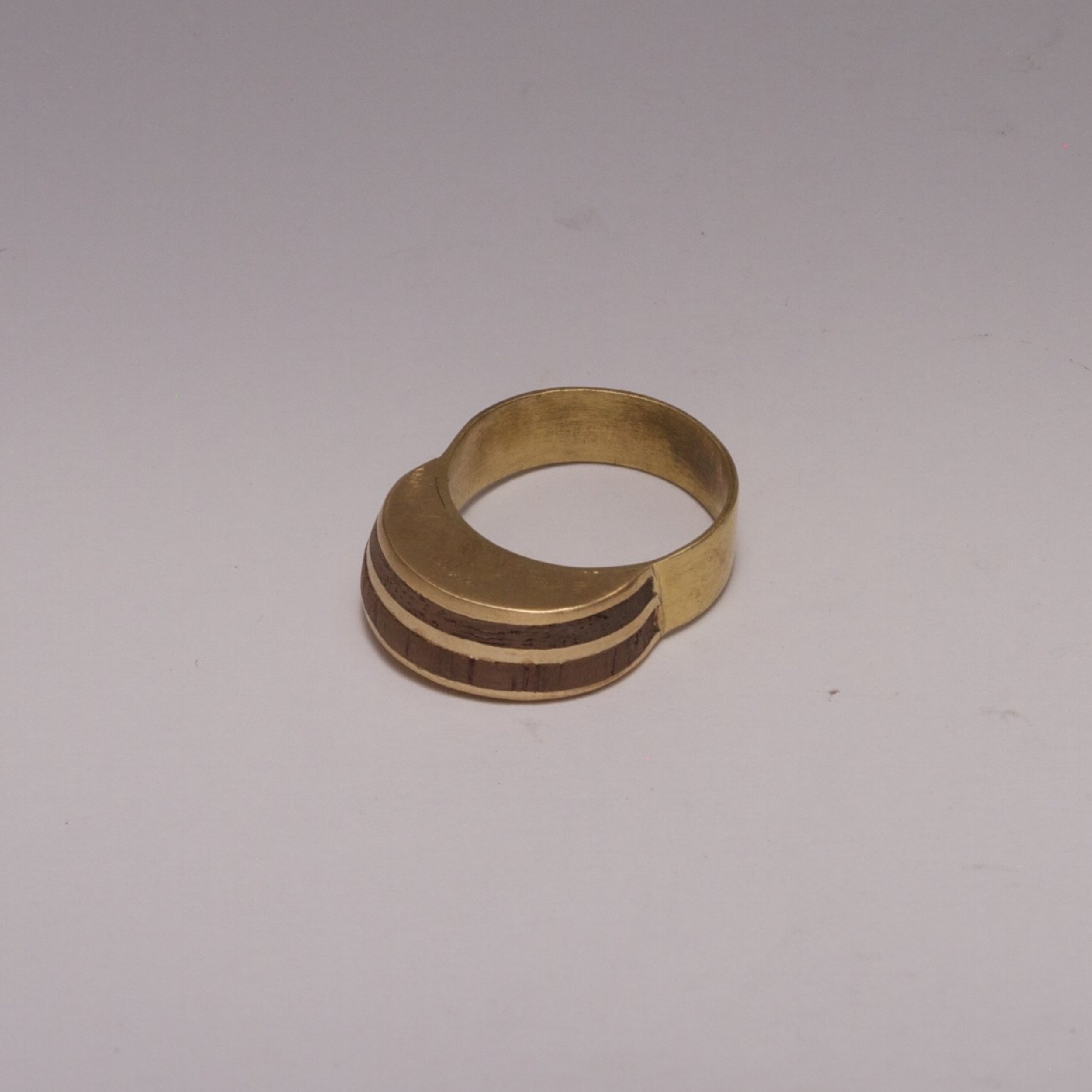 BRASS RING WITH WALNUT INLAY