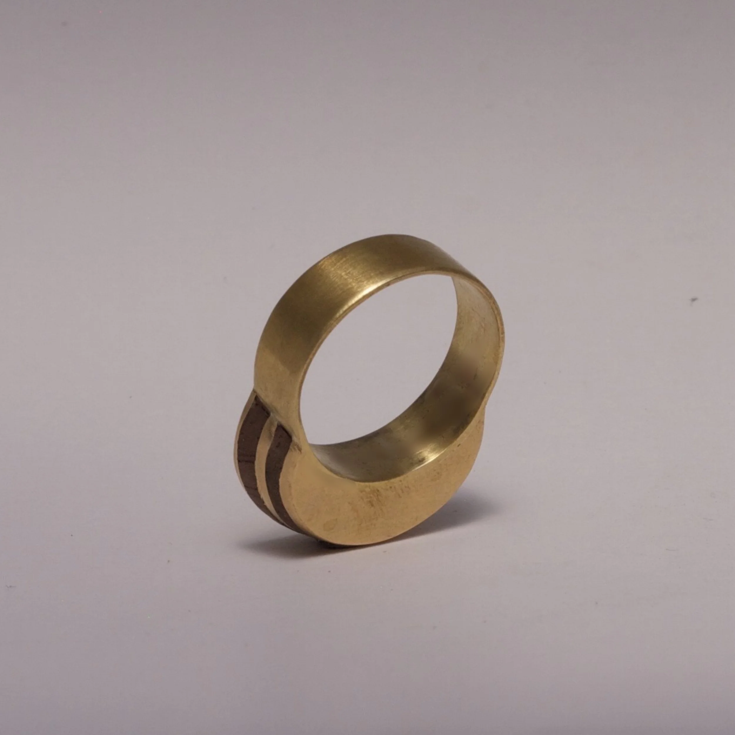 BRASS RING WITH WALNUT INLAY