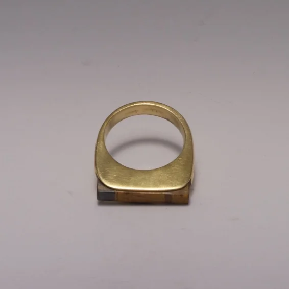 BRASS RING WITH TIGER'S EYE  SIZE 9