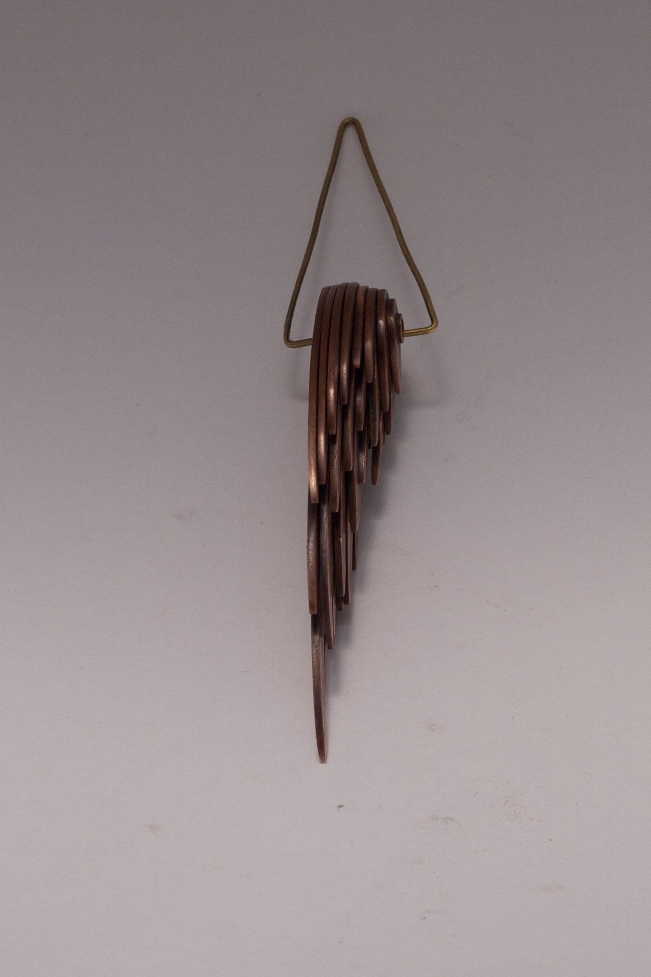 SOLD! POSEABLE FEATHER PENDANT- COPPER
