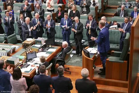 House of Representatives Clerk David Elder at the centre of attention on his final day - Alex Ellinghausen / Nine