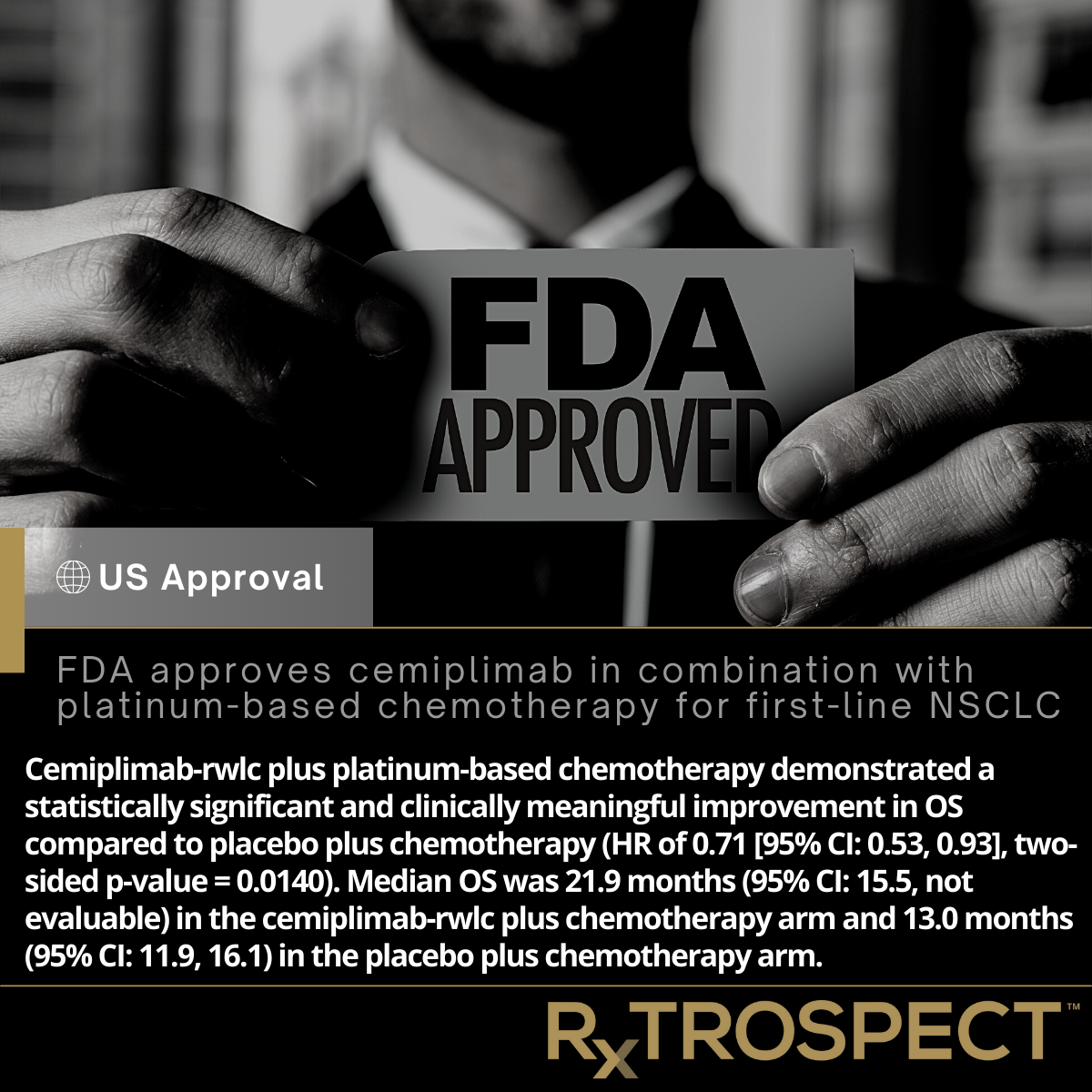 FDA approves cemiplimab in combination with platinum-based chemotherapy for first-line NSCLC 