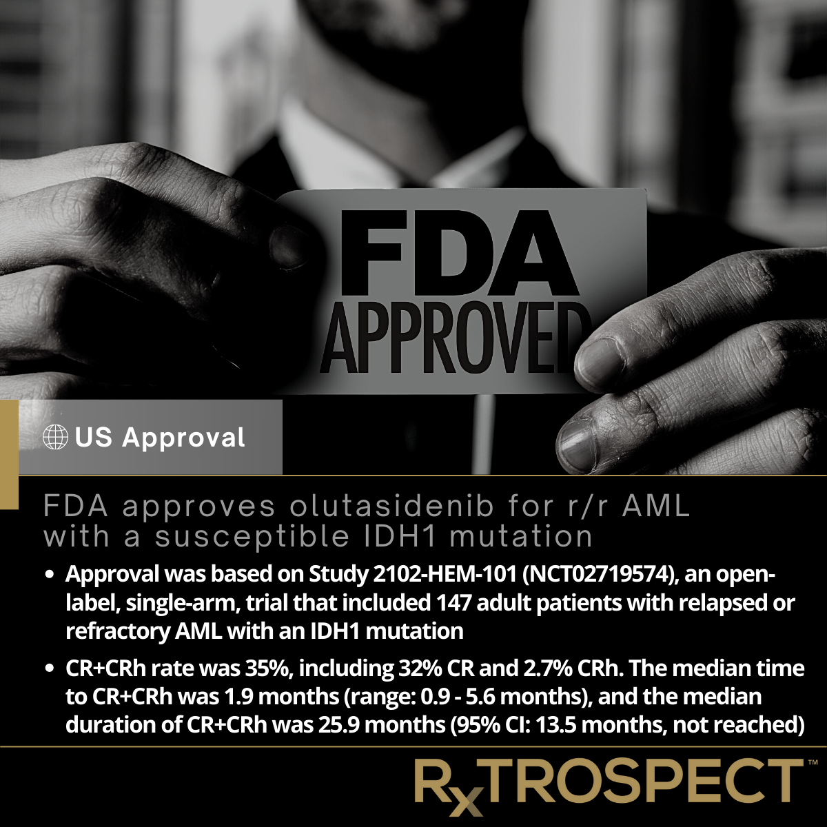 FDA approves olutasidenib for r/r AML  with a susceptible IDH1 mutation