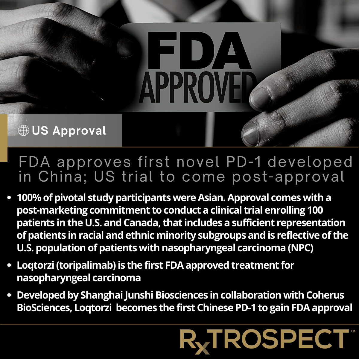 FDA approves first novel PD-1 developed in China; US trial to come post-approval