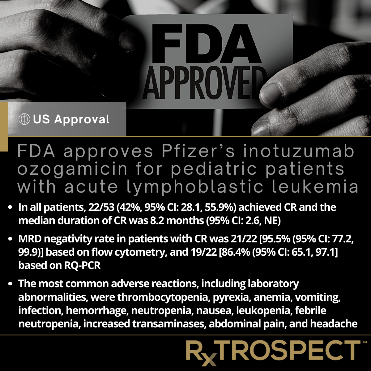 FDA approves Pfizer’s inotuzumab ozogamicin for pediatric patients with acute lymphoblastic leukemia