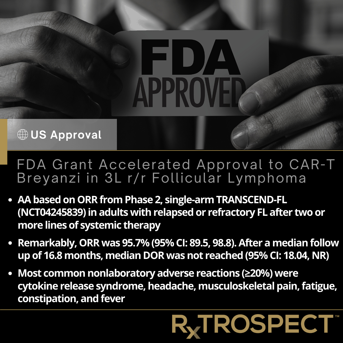 FDA Grant Accelerated Approval to CAR-T Breyanzi in 3L r/r Follicular Lymphoma