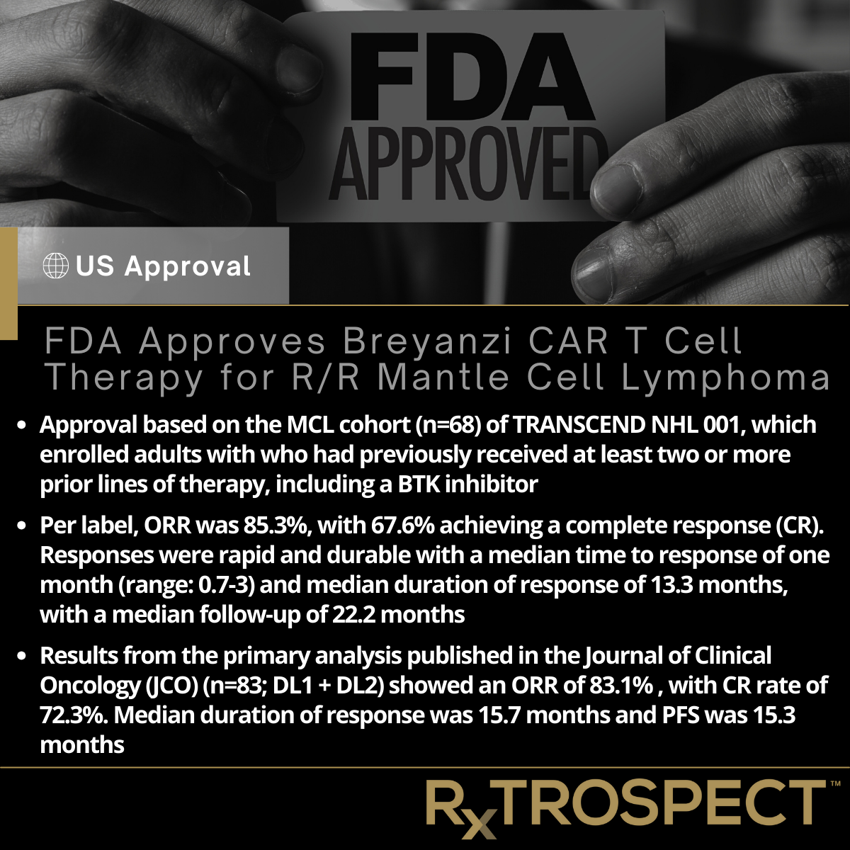 FDA Approves Breyanzi CAR T Cell Therapy for R/R  Mantle Cell Lymphoma