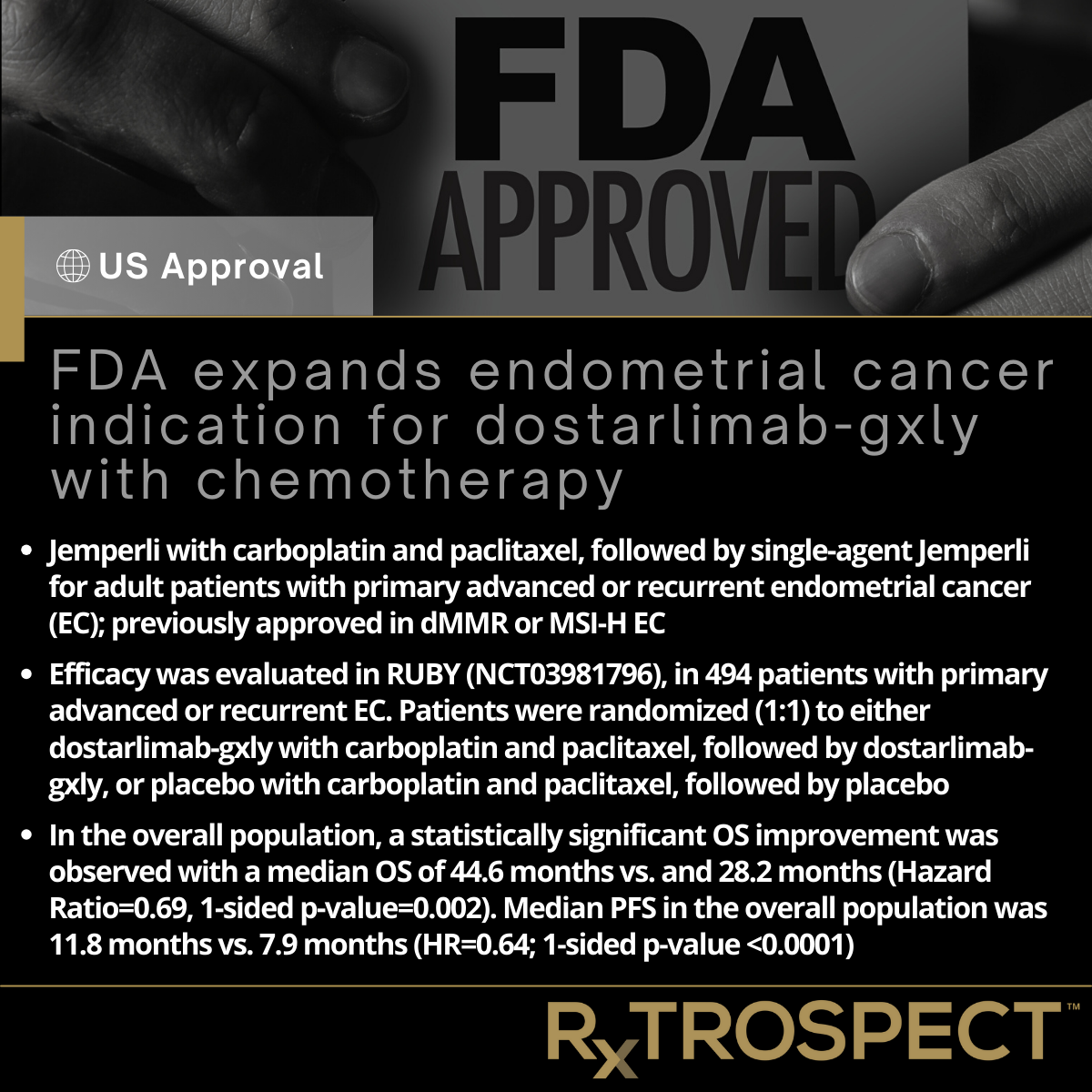 FDA expands endometrial cancer indication for dostarlimab-gxly with chemotherapy