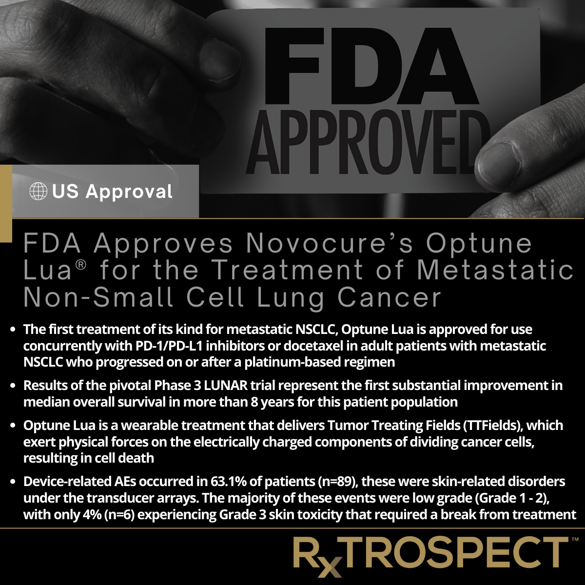 FDA Approves Novocure’s Optune Lua® for the Treatment of Metastatic Non-Small Cell Lung Cancer