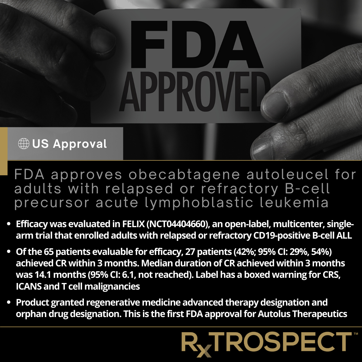 FDA approves obecabtagene autoleucel for adults with relapsed or refractory B-cell precursor acute lymphoblastic leukemia