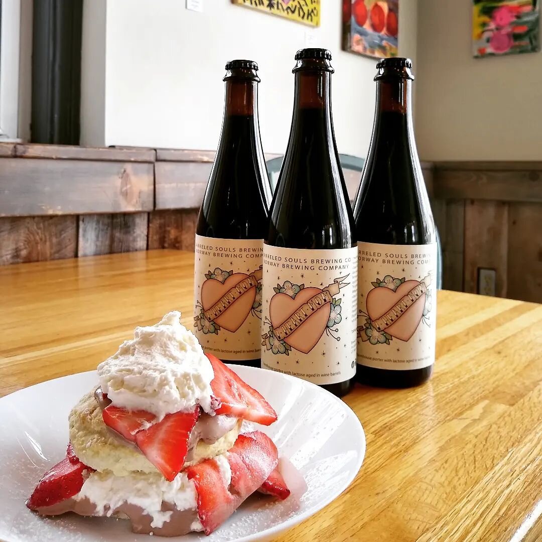 Happy Mother's Day Eve! 💗🍓🍺🍓💗 We've made a VERY special shortcake w/ our own baked biscuits, homemade chocolate custard, whipped cream &amp; fresh strawberries. 🤤 Pairs great with I Heart Mom, our farmhouse porter collab w/ @barreledsouls made 