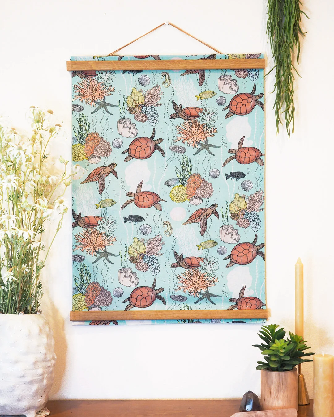 COTTON ART TEA TOWEL - Sea Turtles