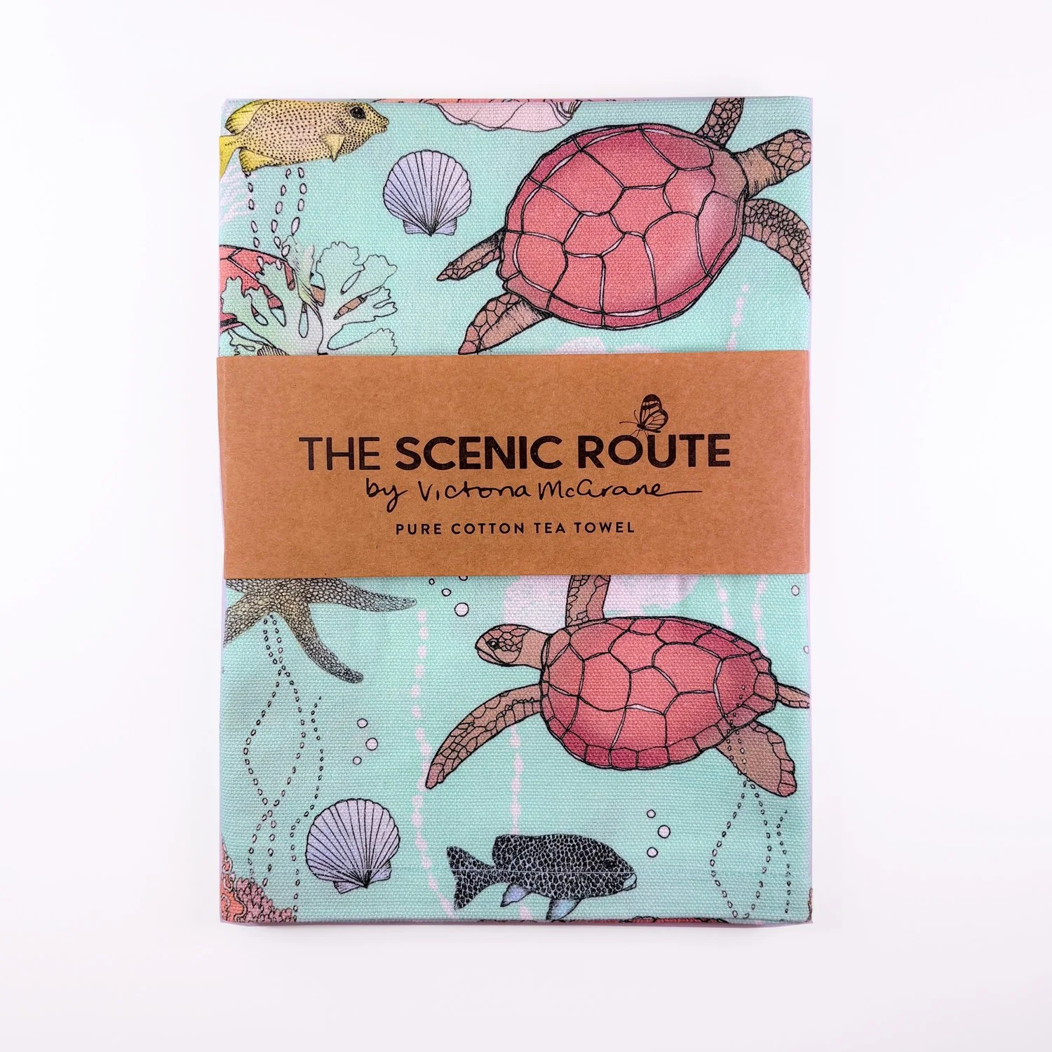COTTON ART TEA TOWEL - Sea Turtles