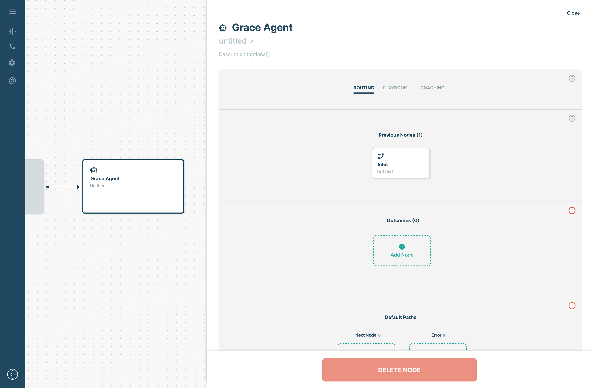 Call Flow Node Details Panel